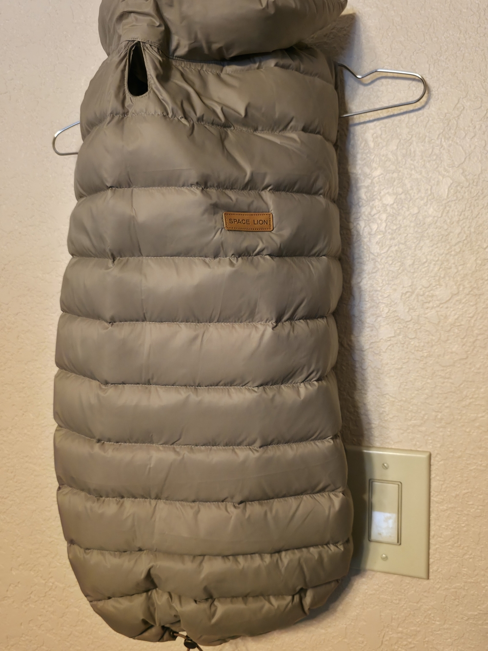 Space Lion Puffer Dog Coat in Taupe